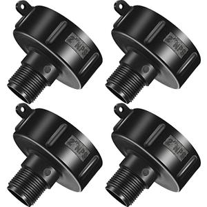 Zonon 275 330 Gallon IBC Tote Fittings IBC Tote Tank Drain Adapter Water Tank 2 Inch Fine Thread 2 Npt x Male Garden Hose Adapter for Coarse Hose(4 Pieces)