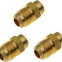 3 Pcs Brass SAE Flare Tube Fitting, Coupling Connector Adapter, 3/8 inches Flare x 1/8 inches NPT Female Pipe ( NPT Thread Diameter: 0.34 inches )