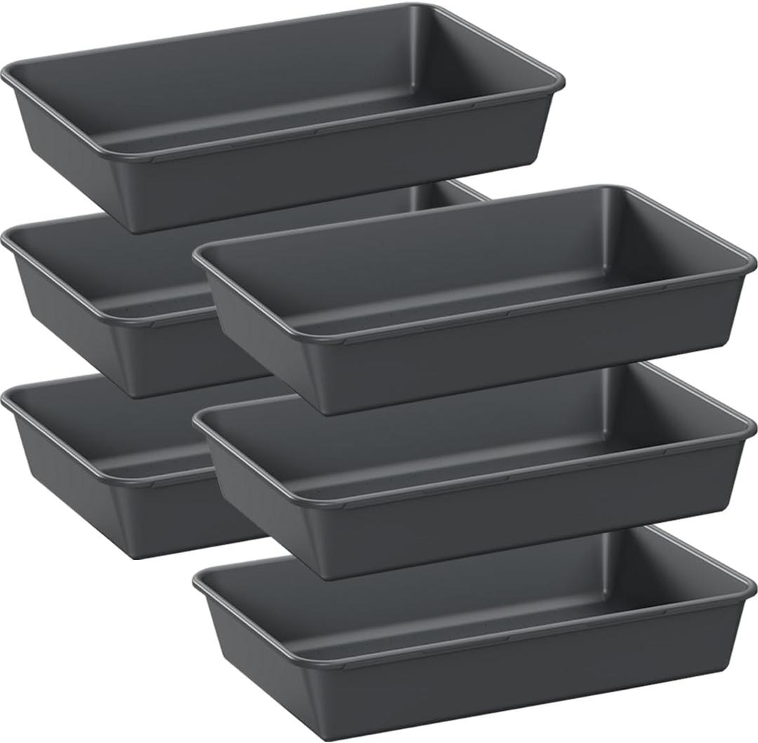 6 PCS Large Plastic Drawer Organizer, 9"6" Desk Drawer Organizer and Storage Trays, Versatile Plastic Storage Bins for Makeup Vanity, Jewelries, Kitchen Utensils, Bathroom and Office