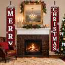 3 x Christmas Decorations Outdoor Yard Front Porch Sign Set Christmas Door Banner Red Black Door Decoration Hanging Merry Christmas Decorations for Home, Wall, Front Door, Yard