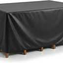 Outdoor Patio Furniture Cover Rectangular, Heavy Duty 600D Waterproof Cover for Table & Chair Set, Windproof, UV Resistant, All-Season Protection for Backyard,Deck & Garden,64" L x 52" W x 28" H,Black