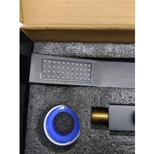ENGA Bathroom Square Matte Black Solid Brass Hand Held Shower Head With Wall Connector and Hose System Wall Mount Handheld Showerheads Set