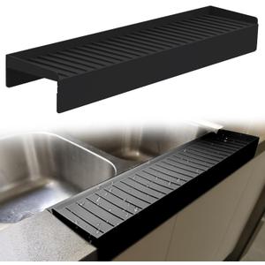 Kitlers Silicone Edge Protectors - Multifunction Sink Accessories, Splash Guard & Draining Mat for Kitchen, Bathroom Sink, Steel, Granite, Quartz Countertops(Black) (4*20in)