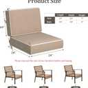 2 Pack Outdoor Chair Cushions 24x24x5 Inch, Patio Chair Cushions w/Straps Handle, Fade-Resistant Waterproof Removable Cover Patio Furniture Cushions for Seat Garden Backyard, Khaki