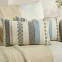 FUTEI Pack of 2 Boho Chenille Decorative Throw Pillow Covers 12x20 Inch Soft Tufted Striped Textured Pillow Case,Farmhouse Accent for Couch Bed Living Room, Grey
