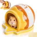 Honey Hamster Hideout, Ceramic Small Pet Hideaway House, Guinea Pig Habitat Decor, Cute Syrian Hut, Chinchilla Cage Accessories for Dwarf Hamsters, Mice, Rats, Toads