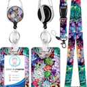 ID Badge Holder with Lanyard and Retractable Badge Reel Clip, Succulent Plants Card Name Tag Lanyard Vertical ID Protector Bage Clips for Nurse Nursing Doctor Teacher Student