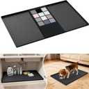 URMONA Waterproof Silicone Under Sink Mat 31'' x 22'' Shelf Liner for Kitchen and Bathroom, Cabinet and Counter Protector, Storage and Organizers, Litter Mat, Pet Cat Puppy Essentials(Black)