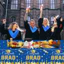 2Pcs Graduation Decoration Tablecloths Congrats Grad Disposable Tablecloth for 2026 Graduation Party Table Cover Supplies Graduate Party Table Cloths 54x108 Inches (Blue&Gold)