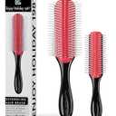 2 PCS Hair Brush for Women Men 7 Row 5 Row Curly Wet or Dry Hair Classic Styling Brushes for Natural Thick Hair, Blow Separating, Shaping Defining Curls Tools Travel Bristle Black Hairbrush