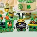 Hexagram St Patricks Day Decorations, Lighted St Patricks Day Gnomes Decor, Saint Patrick Decorations for Table, Train Tabletop Decorative Ireland Centerpiece Leprechaun Figurines Resin
