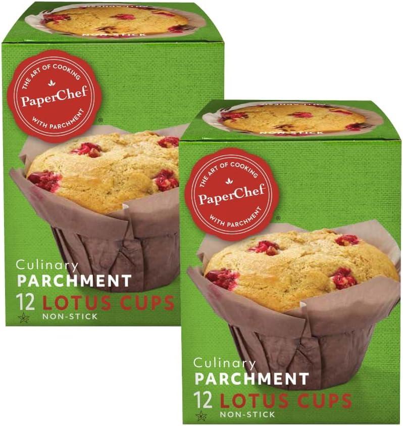 PaperChef - Parchment Lotus Baking Cups - Easy Release, Non-Stick Paper - Decorative Baking Cups, Perfect for Parties, Weddings, and Holidays - 12 count - 2 Pack