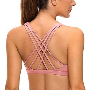 CRZ YOGA Strappy V Neck Sports Bras for Women - Criss Cross Back Wireless Padded Workout Yoga Bra S CRZ YOGA Strappy V Neck Sports Bras for Women - Criss Cross Back Wireless Padded Workout Yoga Bra S