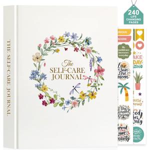 Lanpn Self Care Journal for Women, Self Love Guided Journals with Prompts, Daily Reflection Wellness & Gratitude Planner, 5 Minute Mental Health Notebook, Mood Mindfulness Log, 240 Pages (Wreath)