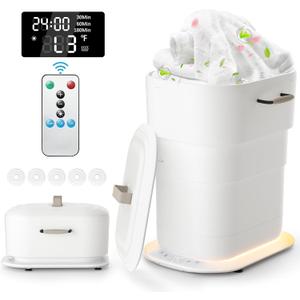 Foldable Towel Warmer 27L,Retractable Portable Towel Warmers Bucket, Time Setting & Auto Shut-Off, 3 Heat Levels with Lighting,Heats Towels/Robes/Blankets, Ideal for Bathroom (White)