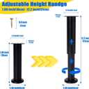 4 PCS Adjustable Height Bed Support Legs [with 18PCS Screws] for Bed Frame/Bed Center Slat, Heavy Duty Furniture Replacement Legs 7.08-12.2 inch for Sofa/Cabinet/Couch/Dresser/Table (Black)