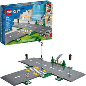 LEGO City Road Plates 60304 - Building Toy Set, Featuring Traffic Lights, Trees, Glow in The Dark Bricks, Combine City Series Sets, Great Gift for Kids, Boys, and Girls Ages 5+