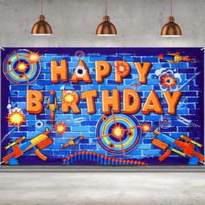 1 Piece 6 x 3.6 ft Dart Party Backdrop Dart Happy Birthday Backdrop Target Shooting Photography Background for Dart Battle Birthday Party Decoration Supplies Photo Booth Props