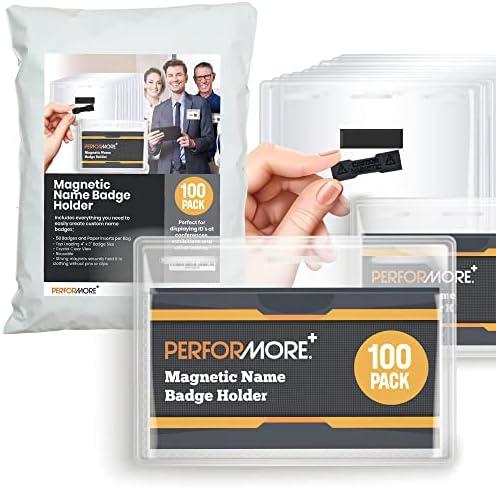 Performore 100 Pack of 4x3 Magnetic Name Badge Holders Clear PVC Horizontal ID Card Tags Kit Waterproof Reusable Plastic Tag for Office Conventions Exhibitors Events Immunization Record