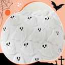 Tegeme Set of 2 Halloween Pillow Covers 18x18 Inch Ghost Throw Pillow Cases Soft Plush Couch Cushion Case for Chair Sofa Bedroom Living Room Home Decor(White)