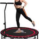 40/48" Foldable Rebounder Trampoline for Adults with Bungee, 450/550 LBS Quiet Indoor Mini Trampoline for Adults Fitness, Gym Workout, Home Exercise (Red)