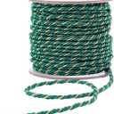 PH PandaHall 36 Yards 3-Ply Twisted Cord 3mm Green Decorative Cord Trim Metallic Braided Rope String Shiny Honor Cords for Home Handfasting Christmas Graduations Decor Gift Bag Curtain Costume