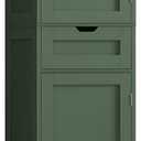 Iwell Tall Bathroom Storage Cabinet with 2 Doors & 1 Drawer, Narrow Storage Cabinet with Adjustable Shelves, for Living Room, Bathroom, Kitchen, Forest Green