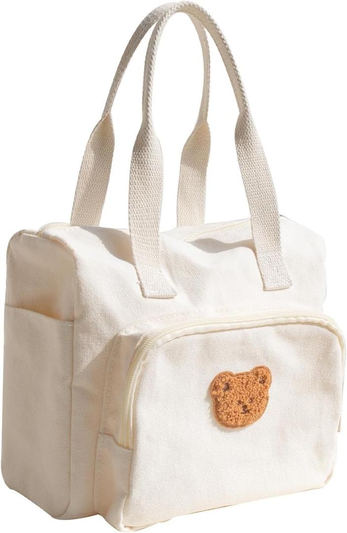 SnuggleNovePack Canvas Tote Bag for Women, Large Hand Bag with Zipper and Pockets for College Work Travel