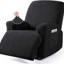 VANSOFY Recliner Chair Cover, 3-Pieces Stretch Recliner Covers for Recliner Chair Soft Reclining Chair Slipcover Furniture Protector for Dogs Cats(Black) (1 Seater)