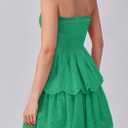 BTFBM Summer Dresses for Women 2025 Tube Strapless Mini Hollow Out Lace Wedding Guest Dress (Green, XL)