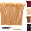 DAIXI 0.6cm Thickness #27 Blonde 8 Inch 10 Strands 100% Real Human Hair Dreadlock Extensions for Man/Women Full Head Handmade Permanent loc Extensions Bundles Can Be Dyed Bleached Curled Twisted