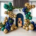 Polo Bear Themed Baby Shower Decorations, Blue Green Gold Metallic Chrome Latex Balloons Garland Arch Kits Preppy Bear Plaid Balloons for Tiny Tux Gender Reveal Party Wedding Birthday