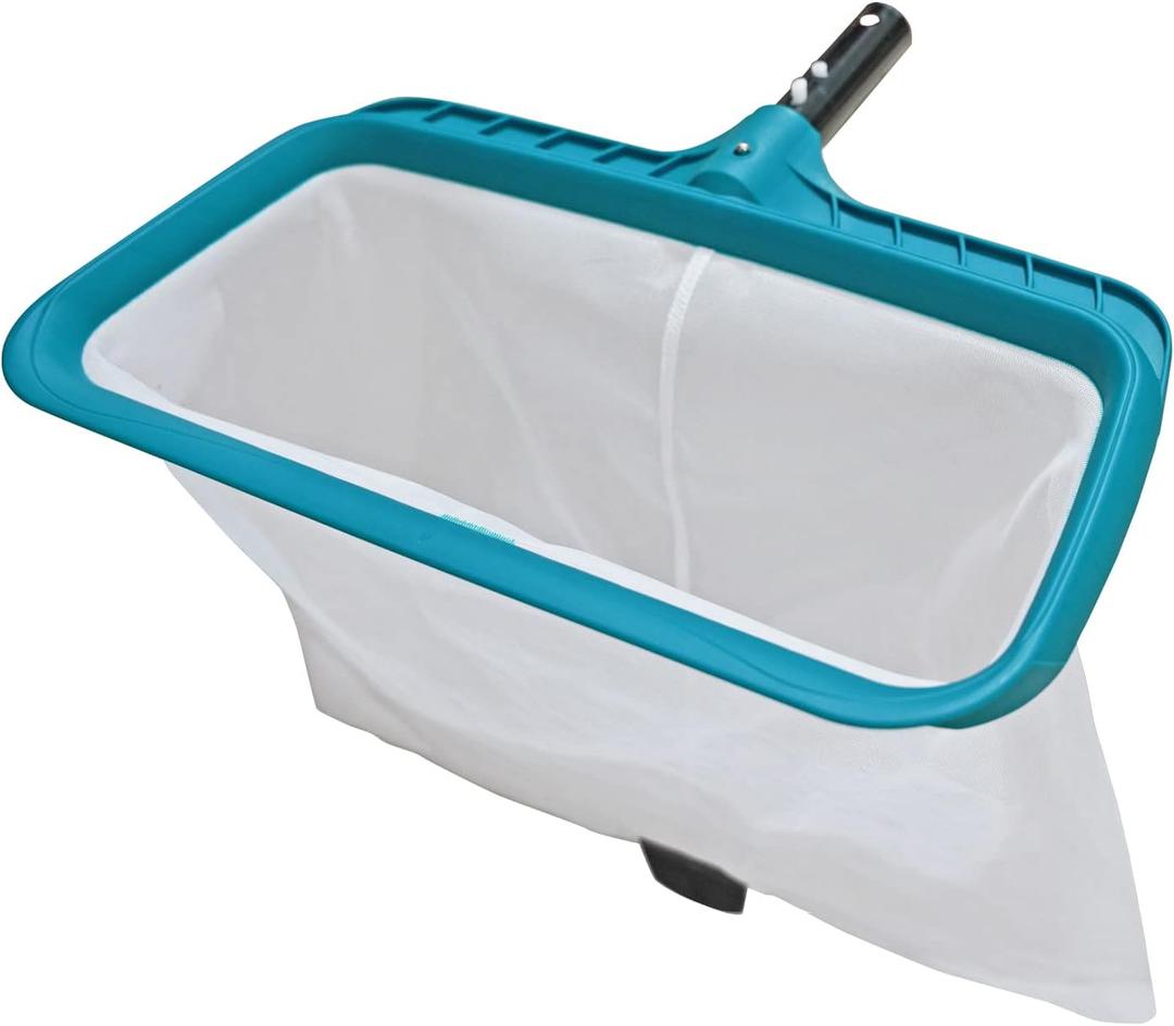 POOLWHALE Professional Pool Skimmer Net, Heavy Duty Swimming Leaf Rake Cleaning Tool with Deep Fine Nylon Mesh Net Bag - Fast Cleaning,Easy Scoop Edge,Debris Pickup Removal (No Pole)
