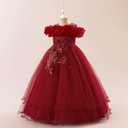 Flower Girl Dresses Lace Embroidery Off The Shoulder Tulle Dress Communion Pageant Wedding Dance Gown Size 140