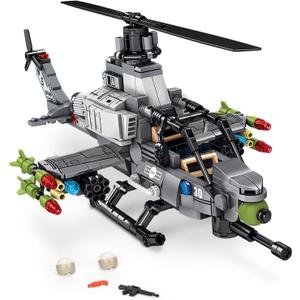 AH-1 Cobra Attack Helicopter Building Block Set, Compatible with Lego Plane Set, Combat Aircraft Model Kit for Adults & Teens (512+ Pieces)