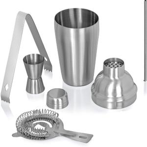 4 x Wyndham House Cocktail Shaker Set for the Home Bar, Great for Martinis, Stainless Steel, 5-Piece