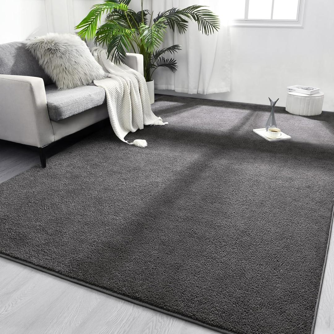 FlyDOIT Area Rugs for Bedroom Living Room, 6x9 Dark Grey Super Soft Comfy Thickened Memory-Foam Indoor Carpets, Modern Aesthetic Minimalist Carpet for Boys Girls Adults Apartment Nursery Home Décor