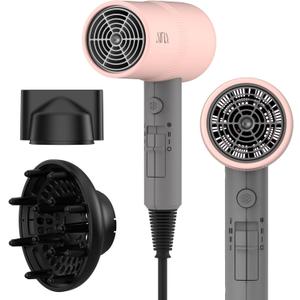 AINA Hair Dryer with Diffuser, Blow Dryer for Women | Advanced Ionic Technology, Ceramic Coating | Cold Shot Features Turbo Heat for Fast Drying and Shine 110V/ALCI (Misty Blush)