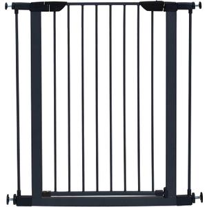MidWest Homes for Pets 39 Inches Tall Walk-Through Steel Pet Gate, Pressure Mounted Dog Gate Measures 29-38 Inches Wide & Includes Two 3-Inch-Wide Extensions, Graphite (39-Inch, Graphite)