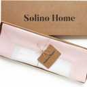 Solino Home Linen Placemats Set of 4 - Blush Pink and White Placemats 14 x 19 Inch - 100% Pure Linen Table Place Mats for Mothers Day, Spring, Summer - Contempo, Handcrafted and Machine Washable