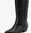 Women's Cowboy Boots Pull On Cowgirl Boots Mid Calf Western Boots,  Regular and Wide Calf Size 5.5