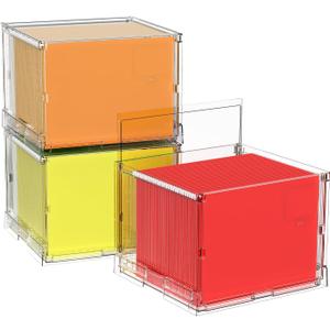 UMAIL File Box,Hanging File Organizer,Portable Storage Bins with Lids,Letter-size File Holder File Cabinet for Office/Home/Decor No Folders(3Pack)