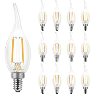 Energetic 12 Pack Dimmable Candelabra Led Light Bulb, CA11 Shape,Flame Tip Style, 60 Watt Equivalent, 2700K Soft White, E12 Base, Led Candelabra Bulb,CRI 90+, Halloween Christmas Decoration