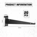 Blulu 20 Pcs 12" Gridwall Knife Shelf Bracket with Lip Metal Wire Gridwall Brackets Hooks Grid Wall Panels Hanger Heavy Duty Shelf Grid Wall Accessories for Home Business Boutique Display (Black)