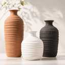 Dobbyby Ceramic Vase Set of 3 Neutral Decorative Vase for Farmhouse, Boho, or Rustic Home Decor Pottery Vases for Pampas Grass Living Room Bedroom Table Mantel Entryway Shelf (01-Brown)