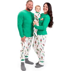 HonestBaby Family Matching Holiday Pajamas 100% Organic Cotton for Men, Women, Kids, Toddlers, Baby Boys, Girls, Unisex, Pets (Medium, Nutcracker)