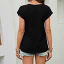 Women's Dressy Casual Shirt Sleeveless V-Neck Button Down Work Tops Business Casual Summer Tops (Black, XL)