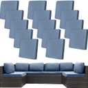 14Pcs Stretch Patio Cushion Covers,Outdoor Couch Covers Replacement,Outdoor Couch & Sofa Slipcovers,for Patio Furniture Cushion Covers,Washable Reusable Furniture Protector (Gray Blue,Cover Only)