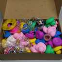 Sratte 140 Pcs Rubber Mini Duck Bulk Halloween Rubber Ducks for Car Decor Bath Toy Little Duck Sunglasses Necklace Hat Swim Circle Hat for Baby Shower Birthday Swimming Halloween Party Gift Favor