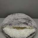Zohadtak Pet Bed for Cats Dogs, 2 in 1 Round Donut Cushion Bed with Cover, Fluffy Cat Dog Cushion Bed for Small Medium Dogs and Cats, Non-Slip, Machine Washable (Small, Coffee)